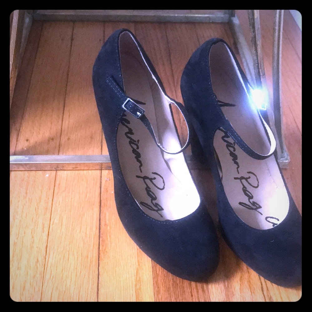 Block Heel Black Shoes